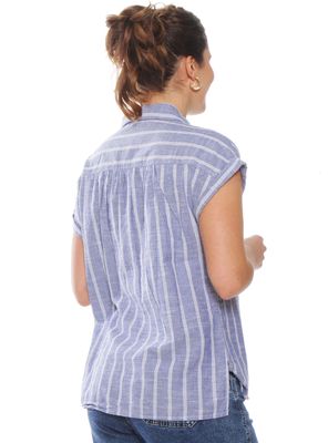 Imagen 2 del producto Blusa Manga Corta Listada Abotonada con Bolsillo