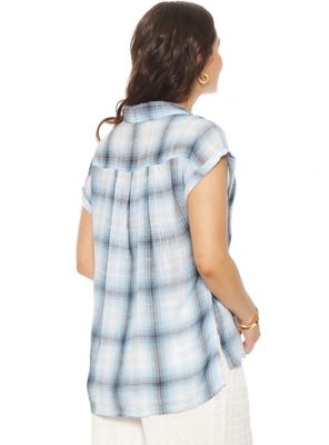 Imagen 2 del producto Blusa sin Manga Escoces Abotonada en Delantero y Bolsillo