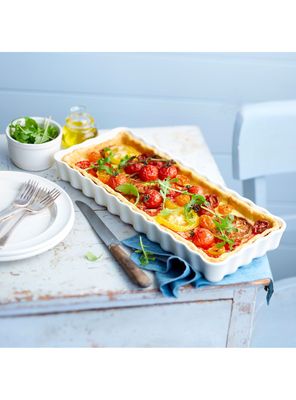 Imagen 2 del producto Fuente Tarta Rectangular Estrecha Azul Cerámica 15x36.5 cm