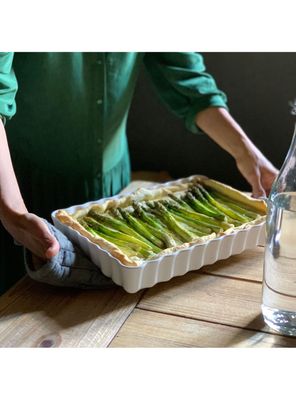 Imagen 2 del producto Fuente Tarta Rectangular Crudo Cerámica 24x34 cm