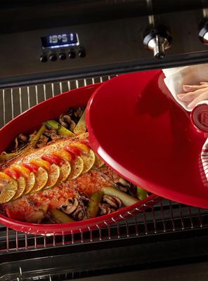 Imagen 2 del producto Papillote Horno Para Asar Pescado Rojo Cerámica  25 x 42 cm