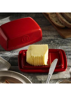 Imagen 2 del producto Mantequillera Rojo Cerámica 11.5x17 cm