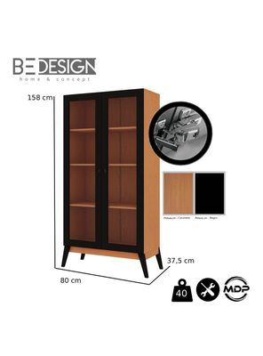 Imagen 2 del producto Vitrina 2 Puertas Jamaica Caramelo/Negro 158x 80x37.5 cm