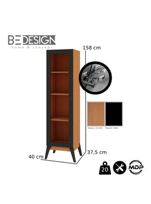 Imagen 2 del producto Vitrina Malta Puerta Caramelo/Negro 158x40x37.5 cm