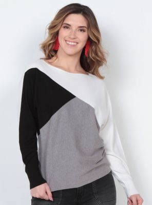 Sweater Manga Larga Escote Bote Asimétrico