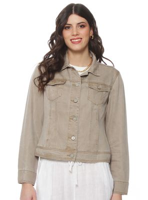 Chaqueta Manga Larga Lyocell Abotonado Delantero y Bolsillo