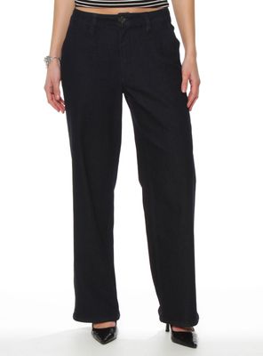 Jeans Recto Tiro Alto Pretina Básica Bolsillo Argentino