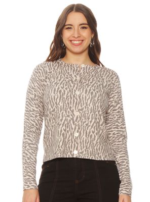 Chaleco Manga Larga Sublimado Abotonado Escote Redondo