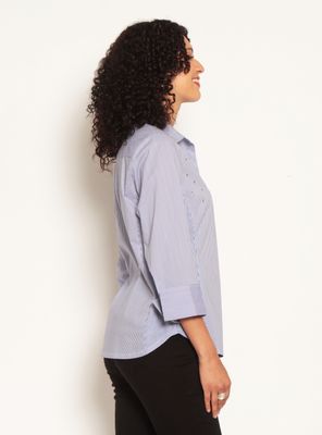 Imagen 2 del producto Blusa Manga 3/4 con Botón Brillante y Aplicación Strass