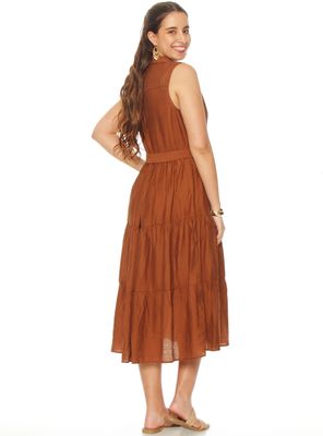 Imagen 2 del producto Vestido sin Manga Abotonado en Delantero con Lazo en Cintura