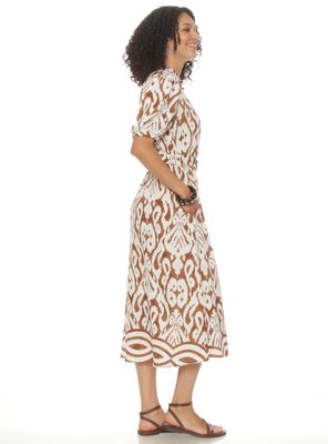 Imagen 2 del producto Vestido Manga Corta Estampado Escote V con Cinturón