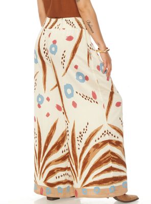 Imagen 2 del producto Pantalón Wide Leg Estampado Tiro Alto Pretina Elasticada