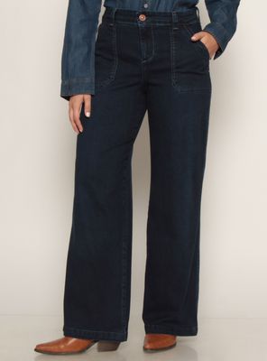 Jeans Cargo Recto Tiro Alto Pretina un Botón Ja3