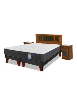 Cama Europea Europedic Dual King Base Dividida + Respaldo + Veladores