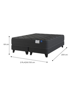 Imagen 2 del producto Cama Europea Black 2 Plazas Base Dividida + Respaldo + Veladores