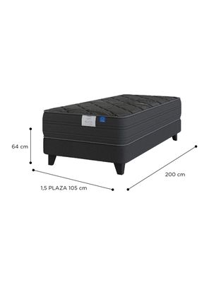 Imagen 2 del producto Cama Europea Black 1 Plaza Base Normal + Respaldo + Veladores