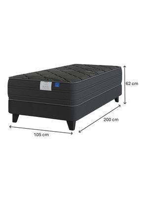 Imagen 2 del producto Cama Europea 1.5 Plazas Black Base Normal Respaldo + Velador