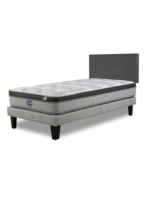Cama Europea Dreamer Plus 1.5 Plazas Plata Base Normal + Respaldo