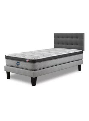 Cama Europea Dreamer Plus 1.5 Plazas Plata Negro Base Normal + Respaldo