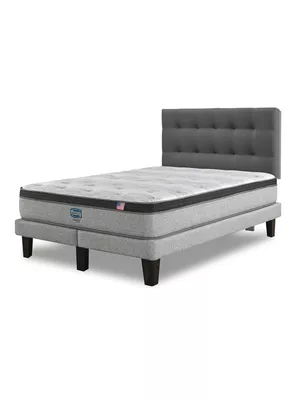 Cama Europea Dreamer Plus 2 Plazas Plata Negro Base Dividida + Respaldo