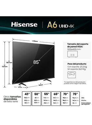 Imagen 2 del producto LED Smart TV 85'' 4K UHD 85A6NV