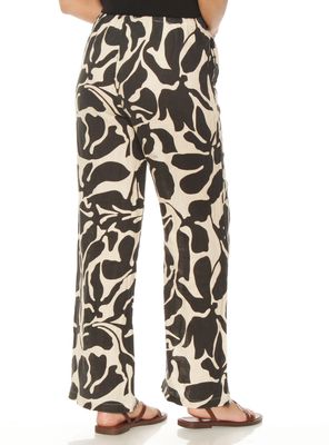Imagen 2 del producto Pantalón Wide Leg Lino Estampado Tiro Alto Pretina