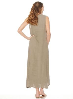 Imagen 2 del producto Vestido sin Manga Lino con Bolsillos Escote V