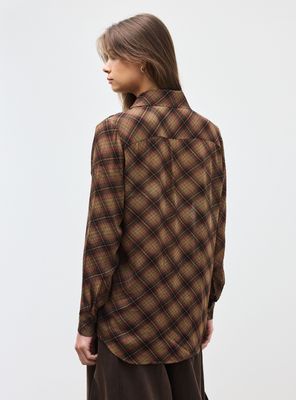 Imagen 2 del producto Blusa Camisera con Corbata Diseño Cuadros