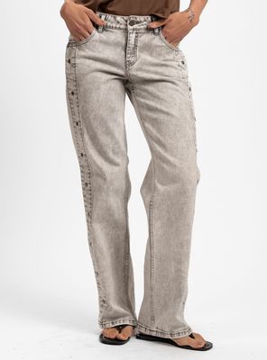 Jeans Recto Tiro Medio Gris