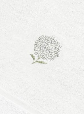 Imagen 2 del producto Toalla de Mano Bordada Hortensia Blanco 50x90 cm Algodón