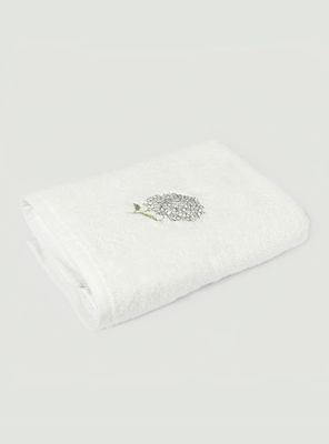 Toalla de Mano Bordada Hortensia Blanco 50x90 cm Algodón