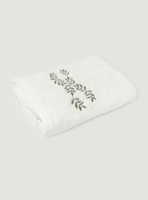 Toalla de Mano Bordada Hojitas Verde 50x90 cm Algodón