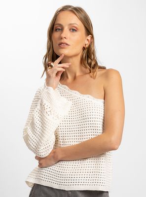 Chaleco Tejido Asimétrico Positano Blanco