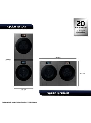 Imagen 2 del producto Lavadora + Secadora Frontal 25/17 kg Bespoke con IA Wifi 2025