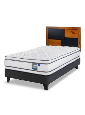 Cama Europea Majesty 1.5 Plazas Base Normal + Respaldo Colonia