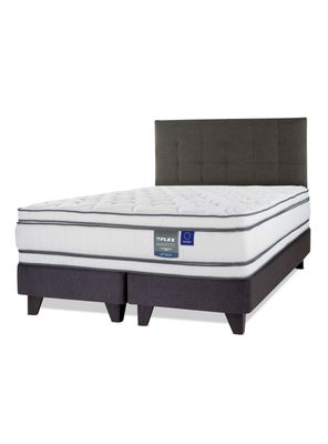 Cama Europea Majesty 2 Plazas Base Dividida Grafito + Respaldo Design Grafito