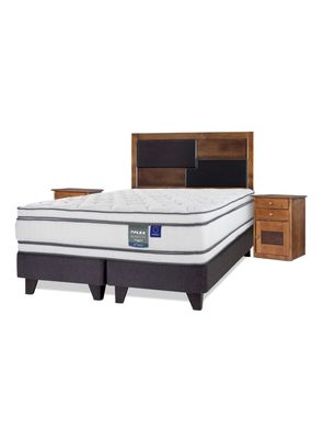 Cama Europea Majesty 2 Plazas Base Dividida Grafito + Set Muebles Colonia
