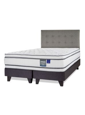 Cama Europea Majesty King Base Dividida Grafito + Respaldo Design Gris
