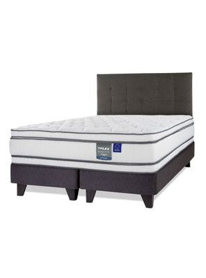 Cama Europea Majesty Súper King Base Dividida Grafito + Respaldo Design Grafito