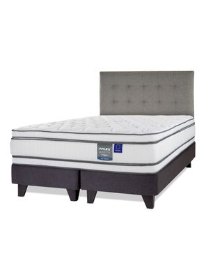 Cama Europea Majesty Súper King Base Dividida Grafito + Respaldo Design Gris