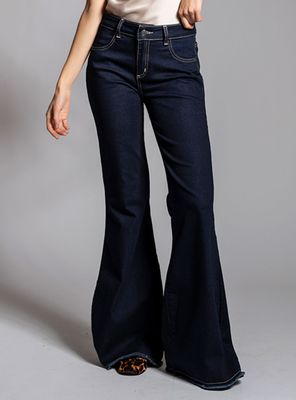 Jeans Tiro Medio Flare Azul R