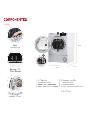 Imagen 2 del producto Secadora Frontal 11 Kg Condensación con Bomba Calor TH-D11KCBC
