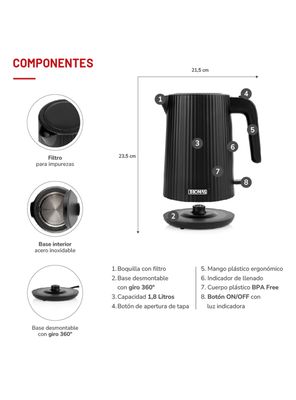 Imagen 2 del producto Hervidor Eléctrico 1.8 Litros TH-4343N Negro