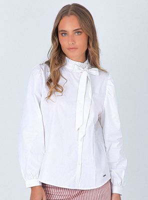 Imagen 2 del producto Blusa Lazo Cuello Alto White