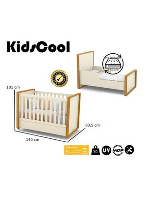 Imagen 2 del producto Cuna de Madera Tutto 2 Funciones Beige Caramelo