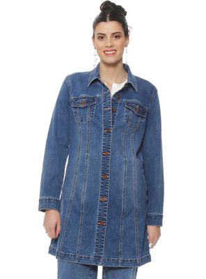 Chaqueta Denim Manga Larga Abotonada en Delantero