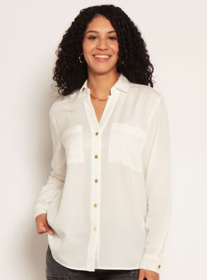 Blusa Manga Larga Tencel Abotonada en Delantero