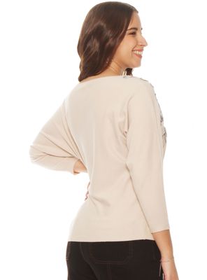 Imagen 2 del producto Sweater Manga 3/4 Bordado Escote Redondo