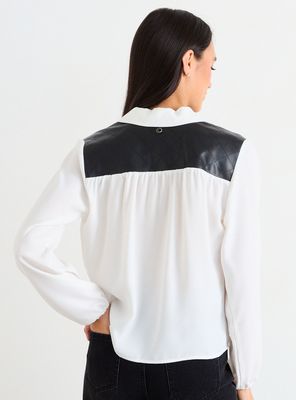 Imagen 2 del producto Blusa con Solapa Hombreras y Pu en Hombros