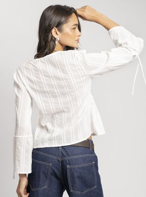 Imagen 2 del producto Blusa Cuello V Rosa Blanco